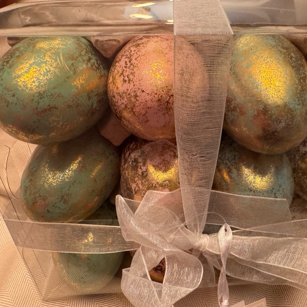 Decorative Metallic Easter Eggs - Teal & Rose Set